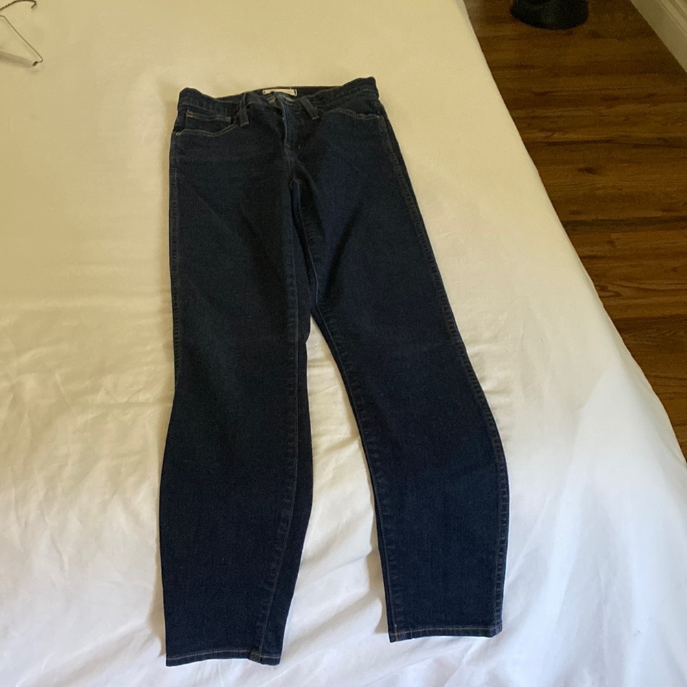 10” high rise skinny; 27” inseam